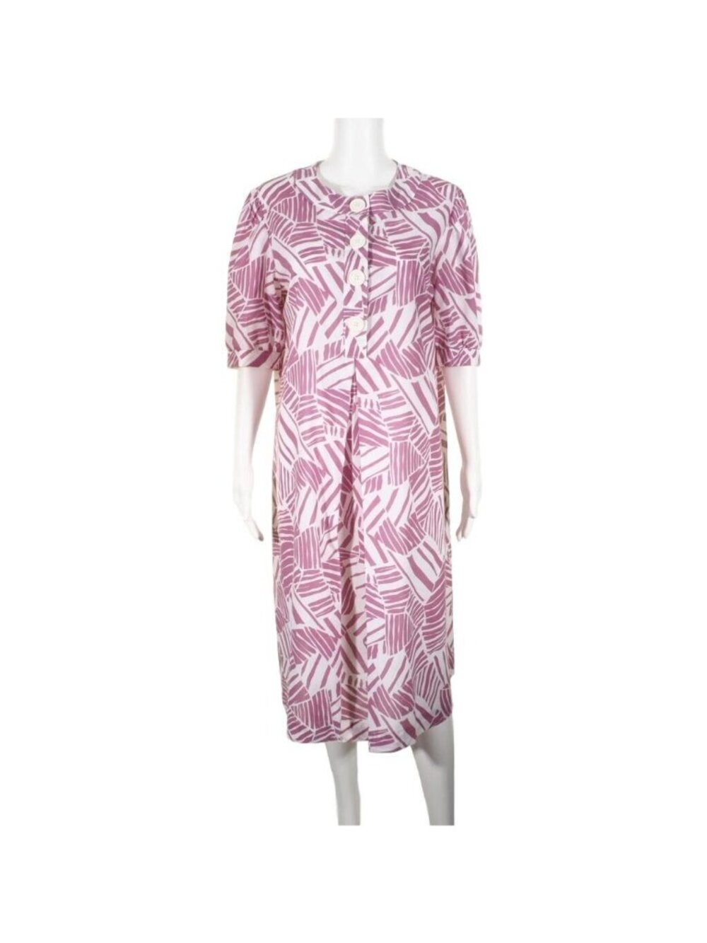 Vintage  Housecoat Size 12 Muu Muu Kaftan Robe Womens Purple White Abstract